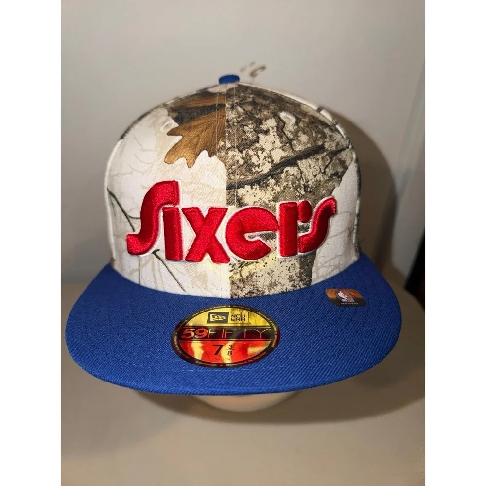 Philadelphia Sixers New Era Camo Fitted Hat. Size 7 3/8 (NWTS)